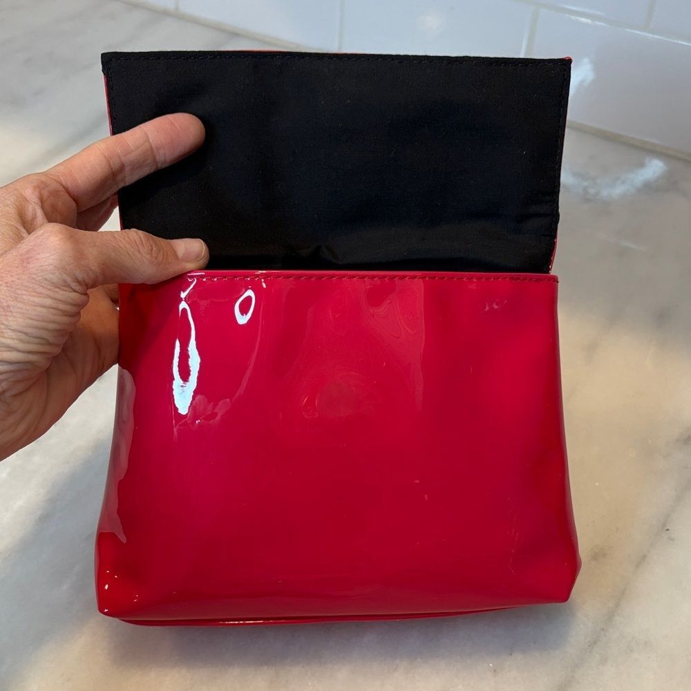 Yves Saint Laurent Purse Vibrant Red Patent Leather Clutch Cosmetic Bag NWT - Picture 12 of 15